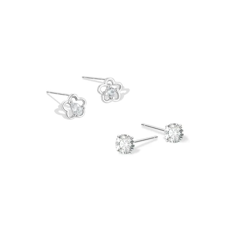 KUMET Sterling Silver Stud Earrings Women's-0