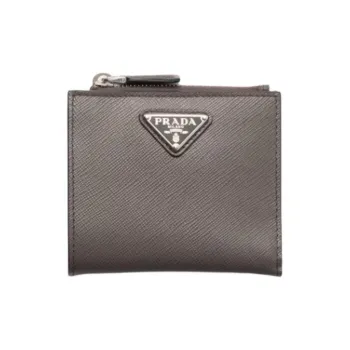 PRADA Saffiano Leather Wallet Trumpets Men's Smoky Color