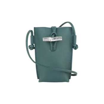 LONGCHAMP Le Roseau Cow Leather Crossbody Cell Phone Pouch Women's Blue Green