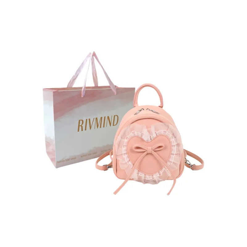 RIVMIND PU Backpack Women's Pink/Blue/Black-0