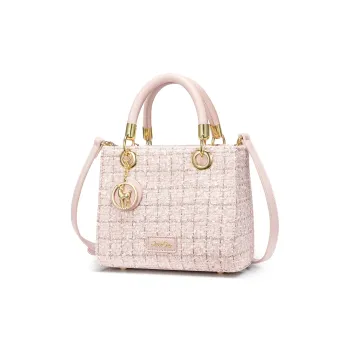 JUST STAR Woolen Tote Shoulder Bag, Crossbody Bag, Handbag Regular Women's Black/White/Pink