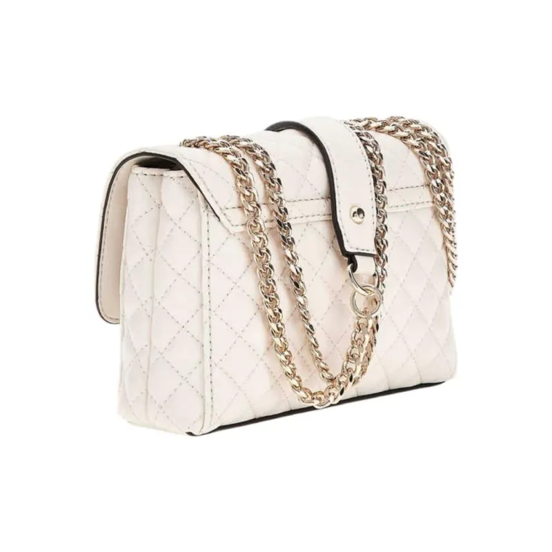 GUESS Artificial Leather Shoulder Bag Medium Size Women's Black/Beige/Pink-3