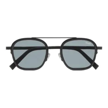 Zegna Metal Acetate Leather Aviator Sunglasses Unisex Black