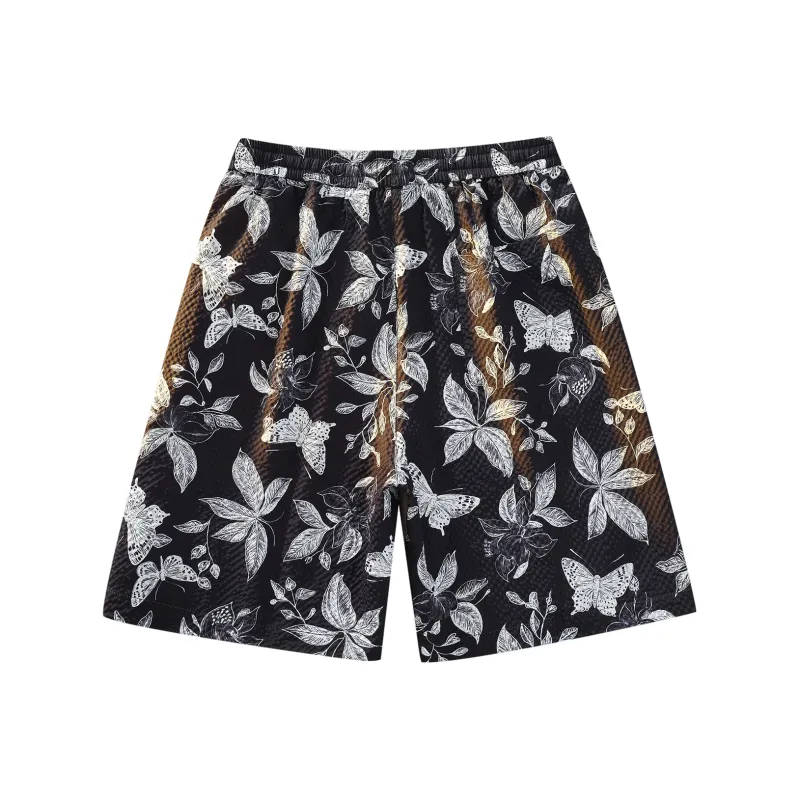 PASOK Casual Shorts Unisex PA013 Butterfly Flower Black-1