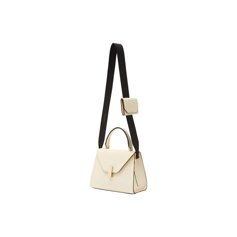 Valextra Calfskin Coin Purse Bag Strap Women's Black/White-1
