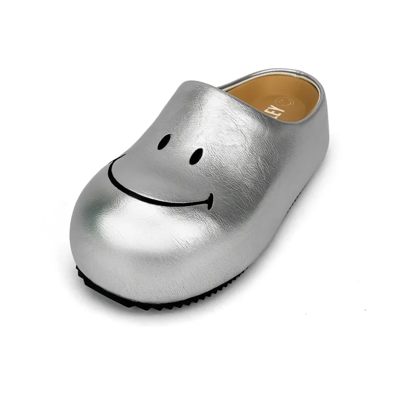 SMILEY Closed Toe Slippers Women's Liquid Silver-1