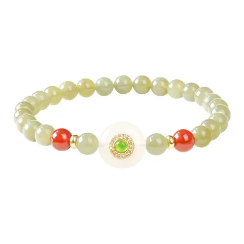 XIANGZHUHUI Hetian Jade Bracelets Pale Greenish White Jade Women's
