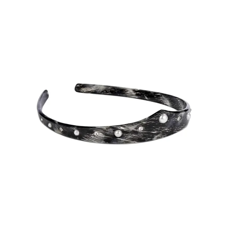 EVITA PERONI Acetate Plate Headbands Women's Black-1