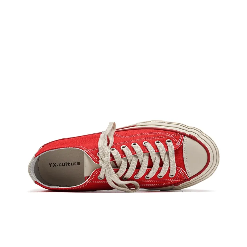 Fang Sanhuo Coverage Height Increase Low Top Canvas Shoes Unisex Red-4