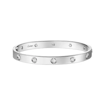 CARTIER Diamond Bangles Women's Silver