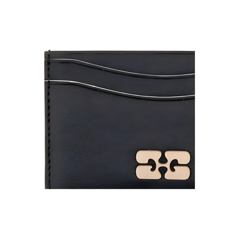 GANNI Leather Card Holder Women's Black-3