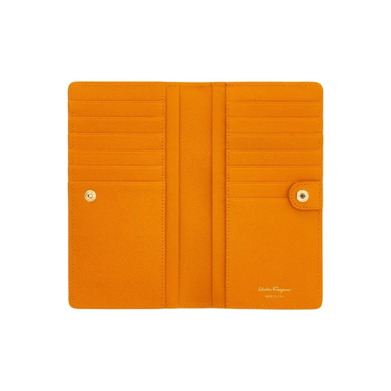 FERRAGAMO GANCINI Calfskin Wallet Women's Ginger Yellow-3
