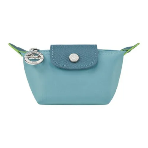 LONGCHAMP Le Pliage Green Canvas With Leather Trim Canvas Bag, Dumpling Bag, Coin Purse Regular Women's Blue