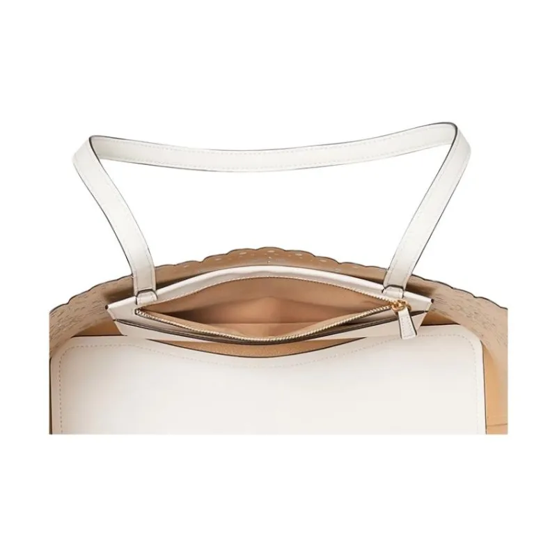 Kate Spade Cow Leather Tote Bag, Shopping Bag, Handbag, Shoulder Bag Tubas Women's White-3