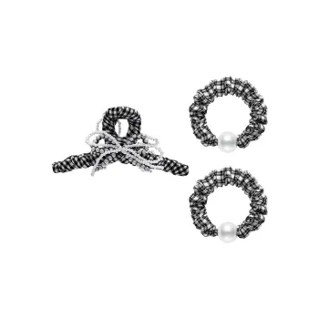 ROYALSASA Cotton Linen Blend, Faux Pearl Hair Clips Women's