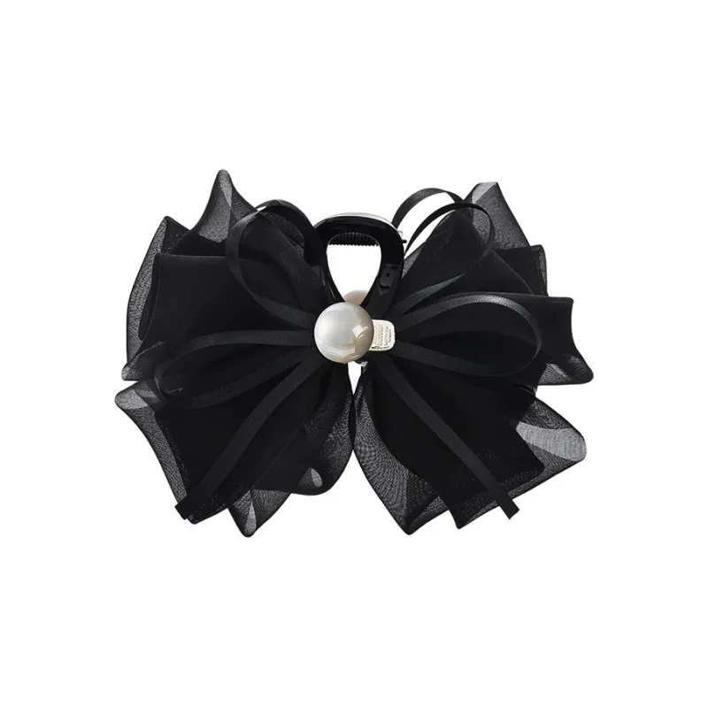 ROYALSASA Silk Chiffon, Faux Pearl Hair Clips Women's-0