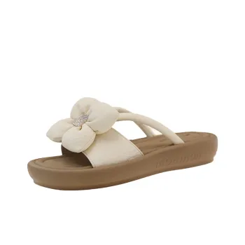 AJPAP Rubber Sole Rhinestone Slide Slippers Women's