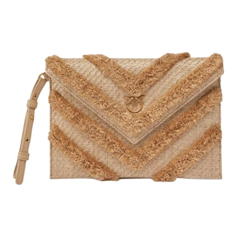 PINKO Raffia Clutch Women's Sandy Beige-0