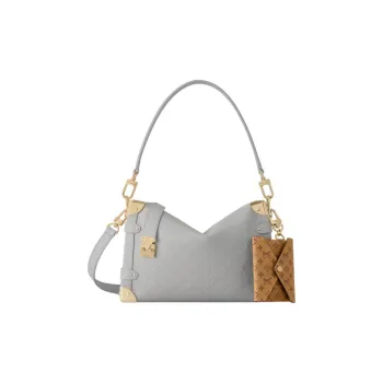 LOUIS VUITTON SIDE TRUNK Calfskin One Shoulder Handbag Medium Size Women's Cloud Gray