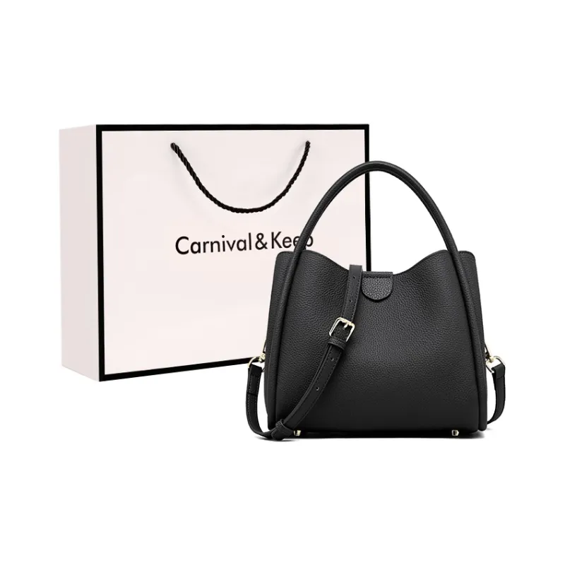 Carnival Keep Cow Leather Handbag Women's Black/Gray/Gold Brown-0