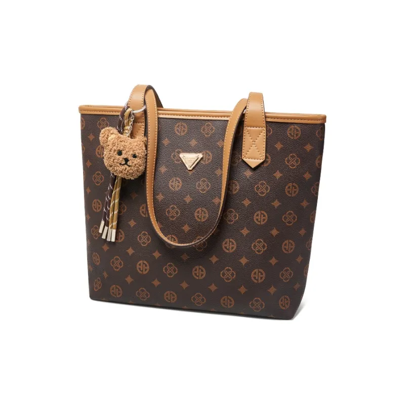 AOKANG PVC Tote Handbag, Shoulder Bag Tubas Women's Coffee/Ecru-0