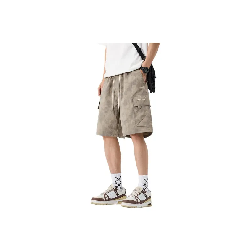 Menglaini Casual Shorts Unisex Khaki[Thin And Breathable]-0