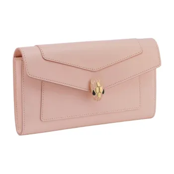 BVLGARI Serpenti Forever Calfskin Wallet Tubas Women's Pink