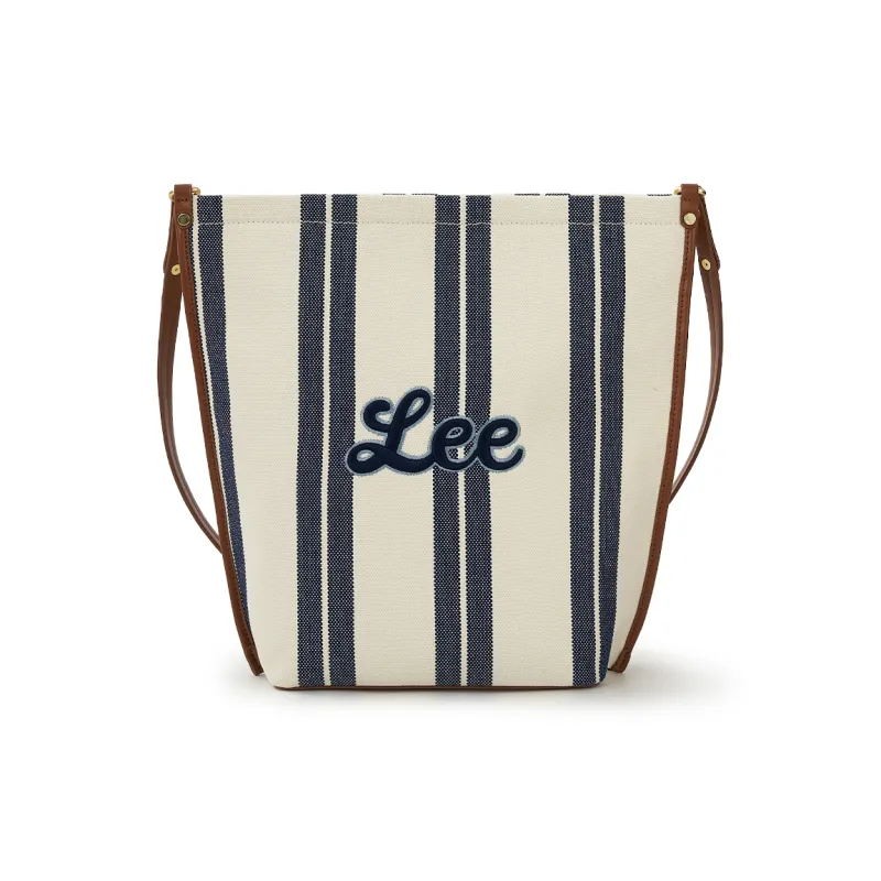 Lee Fabric Tote Bag, Shoulder Bag Large Size Regular Women's Blue White Stripes-5