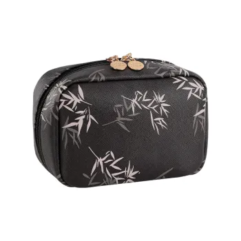 LOHAS Travel Cross Grain Leather Makeup Bag Unisex Multicolor