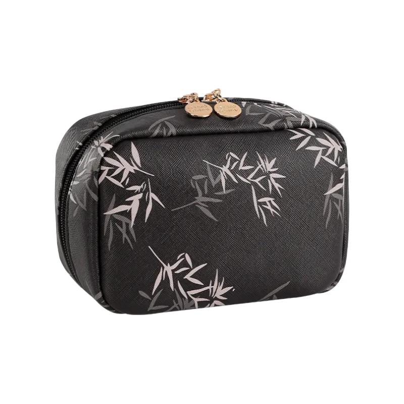 LOHAS Travel Cross Grain Leather Makeup Bag Unisex Multicolor-0