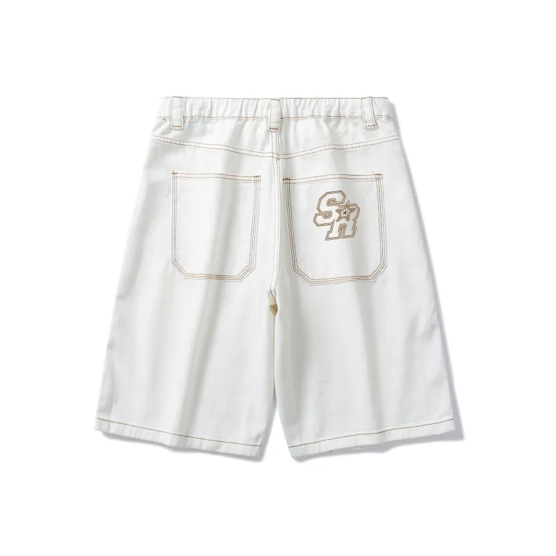 SANTASTIC Denim Shorts Unisex White-1