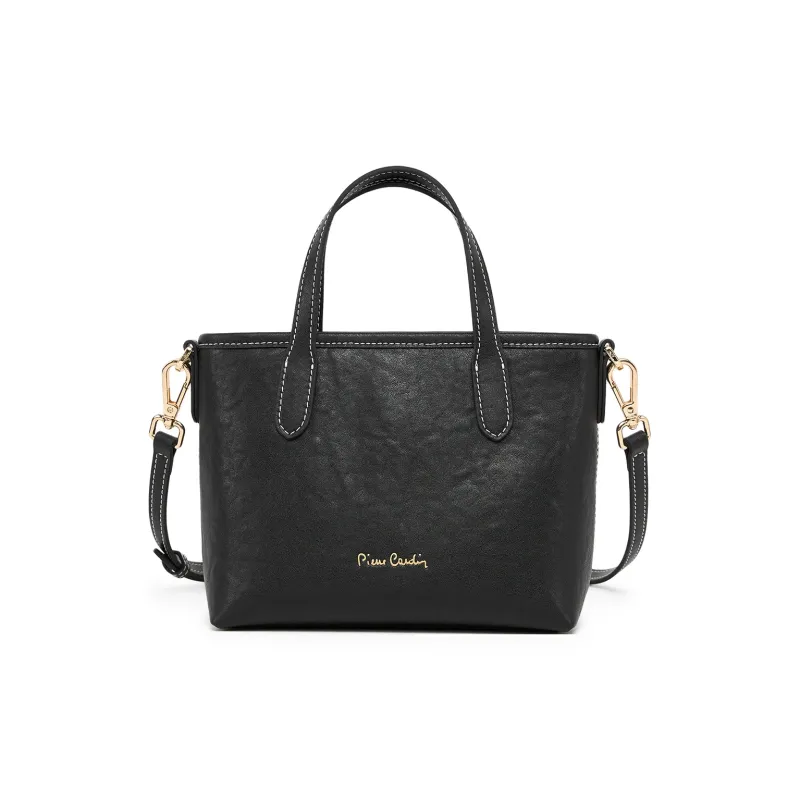 PIERRE CARDIN Cow Leather Shoulder Bag, Handbag, Crossbody Bag Regular Women's Black/Beige/Coffee-0