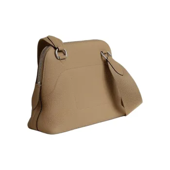 HERMES Bolide Togo Calfskin Crossbody Bag Unisex 1C Poussiere Dusty Brown/Cardamom Green