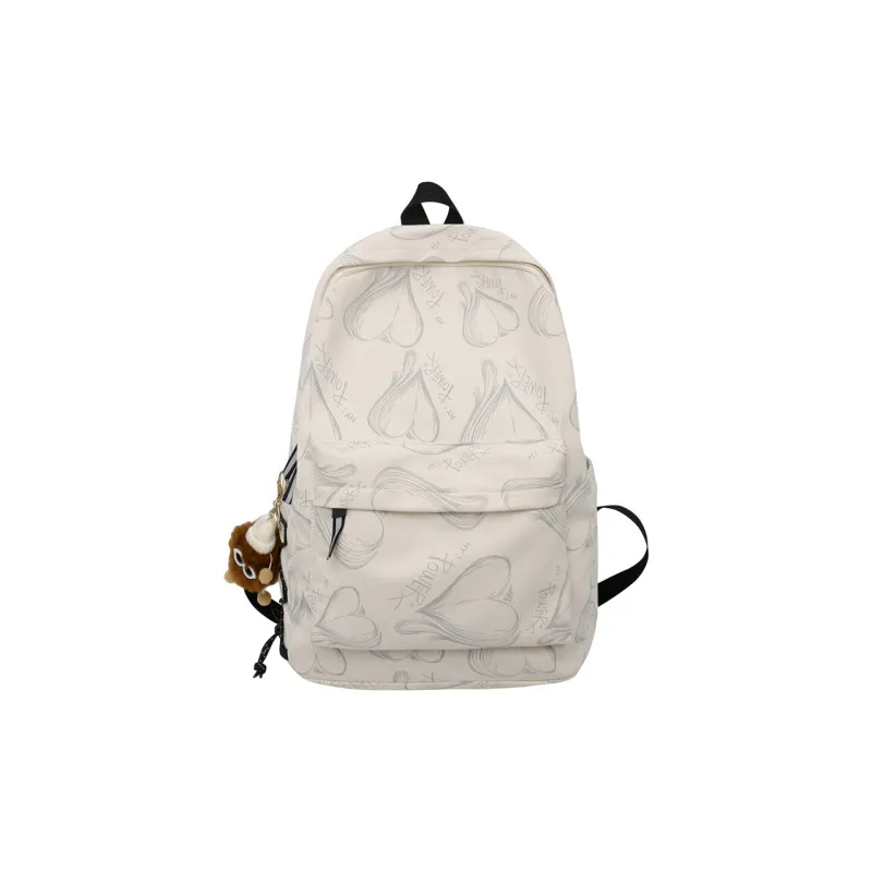 Kaka Tree Nylon Backpack Unisex Black/White-11