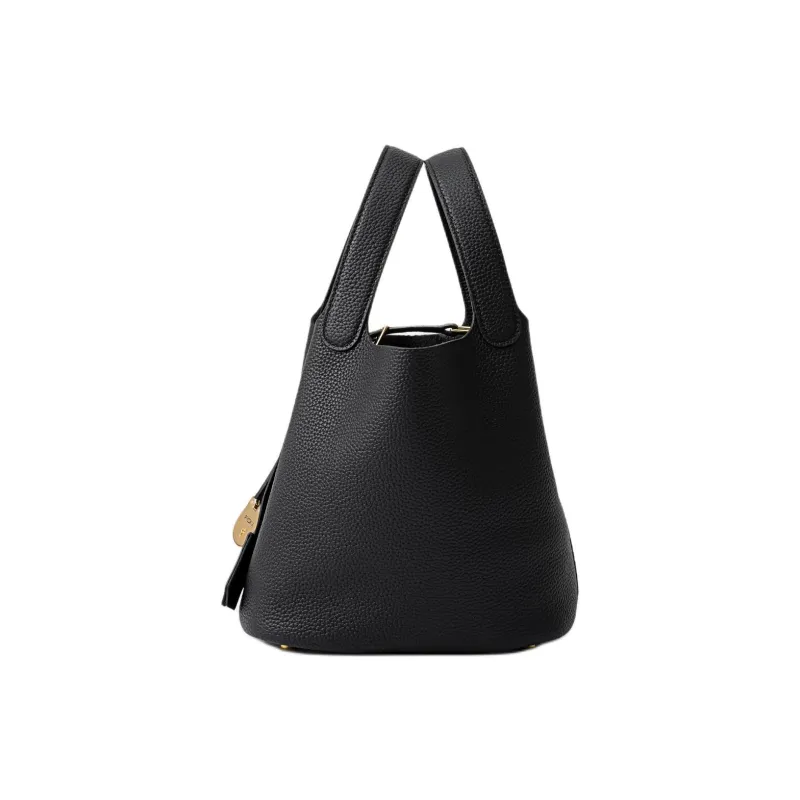 FION Cow Leather Handbag Women's Elephant Gray-8