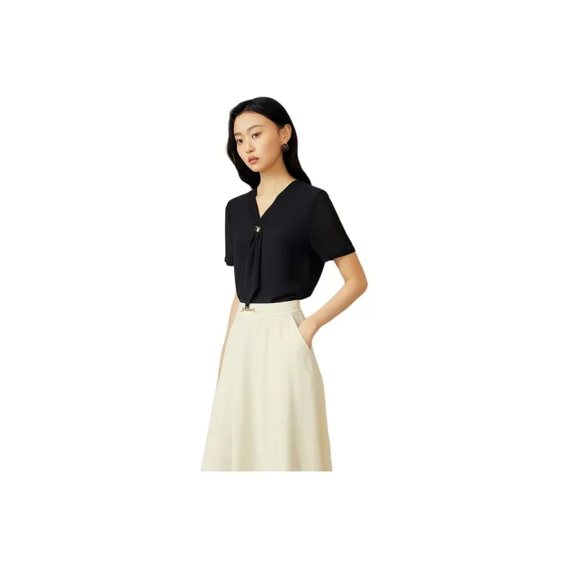 Yiner Shirts Women's Black, Microfiber Chiffon Cooling Top-0