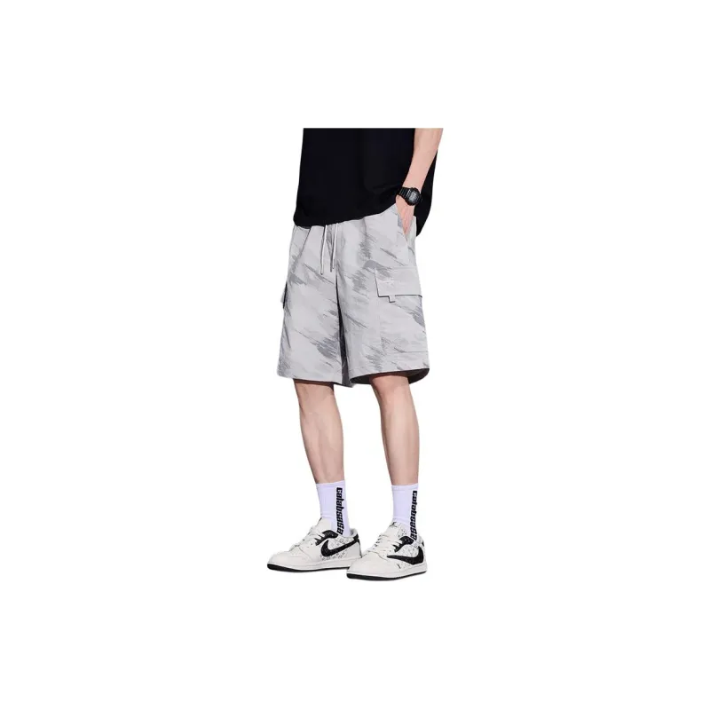 Menglaini Casual Shorts Unisex Beige Gray-0