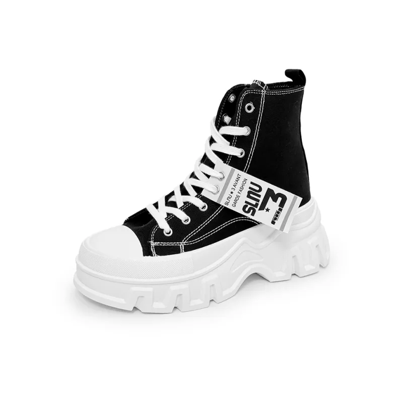 SLNU 3 Slip Resistant Abrasion Resistant Shock Absorbers High Top Casual Shoes Unisex Black-1