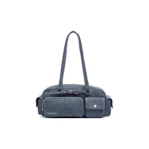 Champion Artificial Leather Shoulder Bag Women's Medium Blue Denim/Silver White/Black
