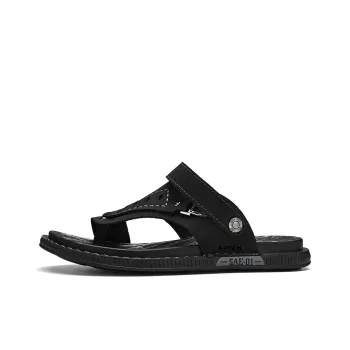 AIPSEN Rubber Sole Flip Flops Men's Black