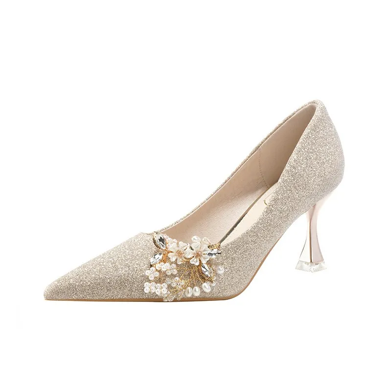MABEL&CO Chunky Heel High Heels Women's Champagne-0