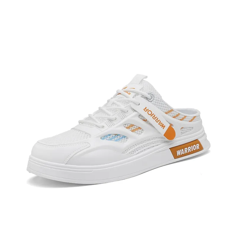 Warrior Abrasion Resistant Slip Resistant Closed Toe Slippers Men's White Orange-1