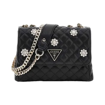GUESS Artificial Leather Shoulder Bag Medium Size Women's Black/Beige/Pink