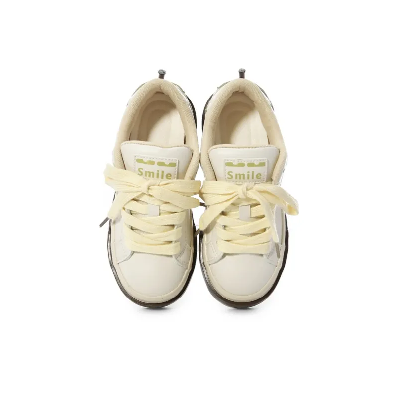 The New Age Family Low Top Skateboard Shoes Women's White Yellow-2