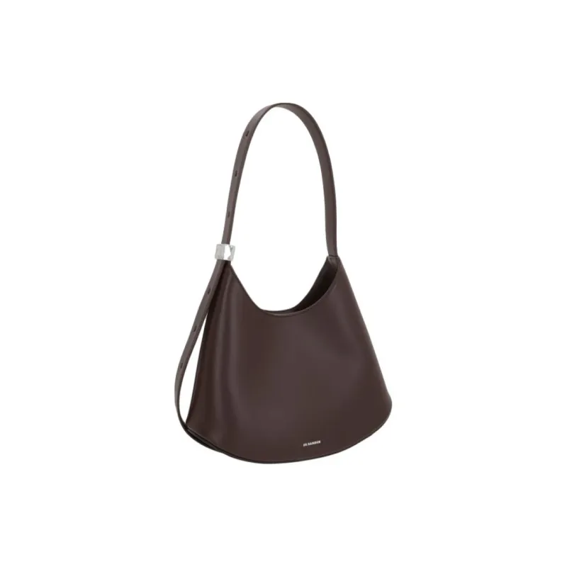 JIL SANDER Calfskin HOBO Shoulder Bag Medium Size Women's Dark Brown-1