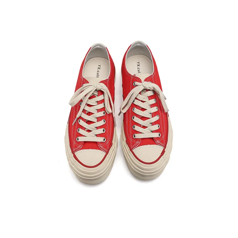 Fang Sanhuo Coverage Height Increase Low Top Canvas Shoes Unisex Red-3