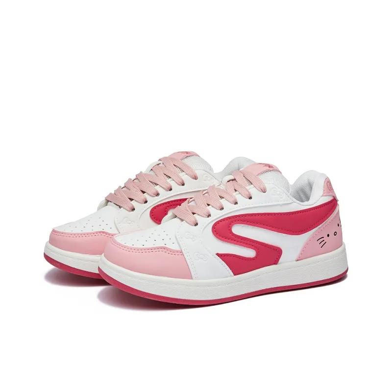MEXICAN Low Top Skateboard Shoes Women's White Pink-1