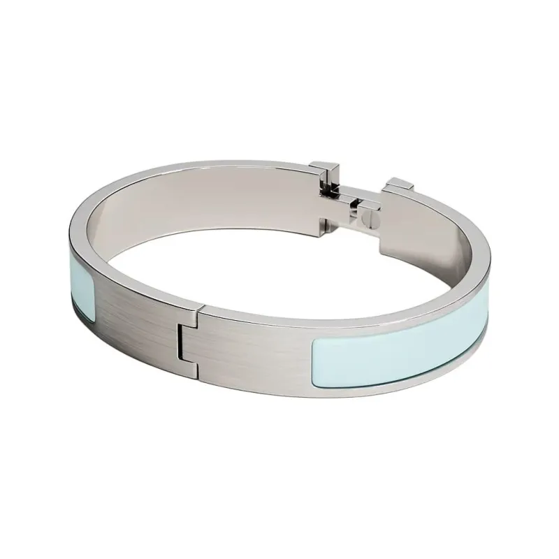 HERMES Enamel Bangles Men's Light Blue-1