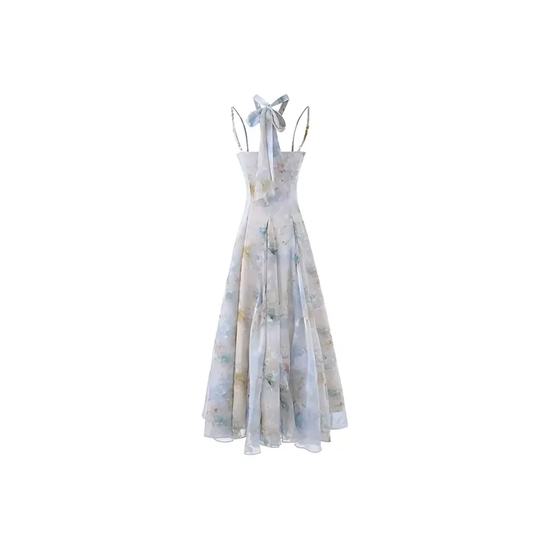 GUOZHEN Slip Dresses Women's Water Wave Blue-1