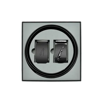 JAGUAR Top Grain Cow Leather Belts Men's Black 3.5cm